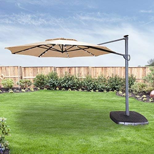 Garden Winds Replacement Canopy Top Cover for the Simply Shade 11ft LED Umbrella - Upgraded Fabric Riplock 500 - Will Fit Models AG45RLD-LS-3, AG45RLDT2-LS-2, AG45RLDT2-LS-1