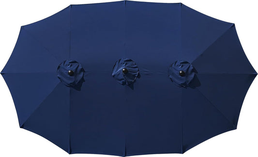 12 Ribs Umbrella Canopy Replacement for 15ft Double-Sided Patio Umbrella, Frame NOT Included