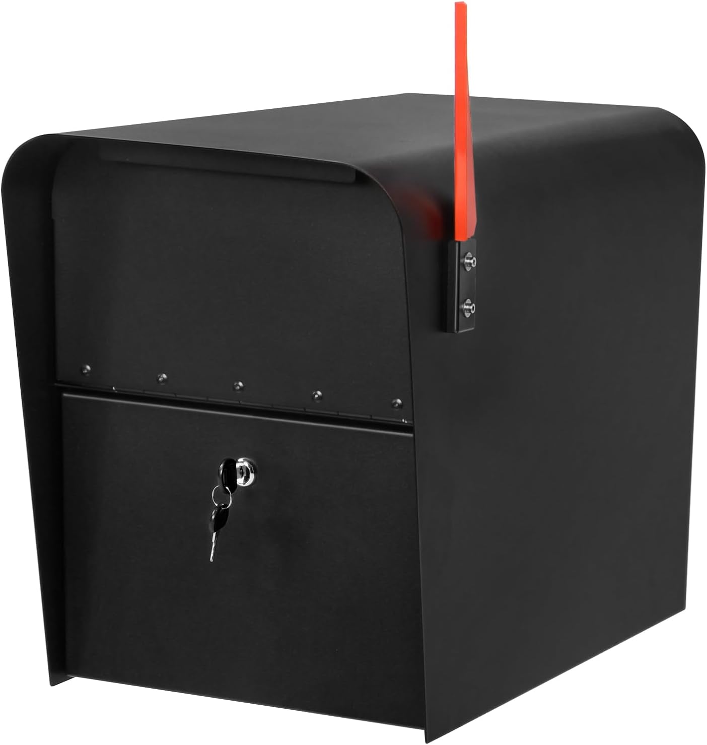 Extra Large Locking Mailbox with Post for Outside, Heavy Duty Base Plate Included, 21.6" x 11.8" x 16.5" XL Metal Mailbox and Post Combo, Weather-Resistant, Easy Assembly, Black