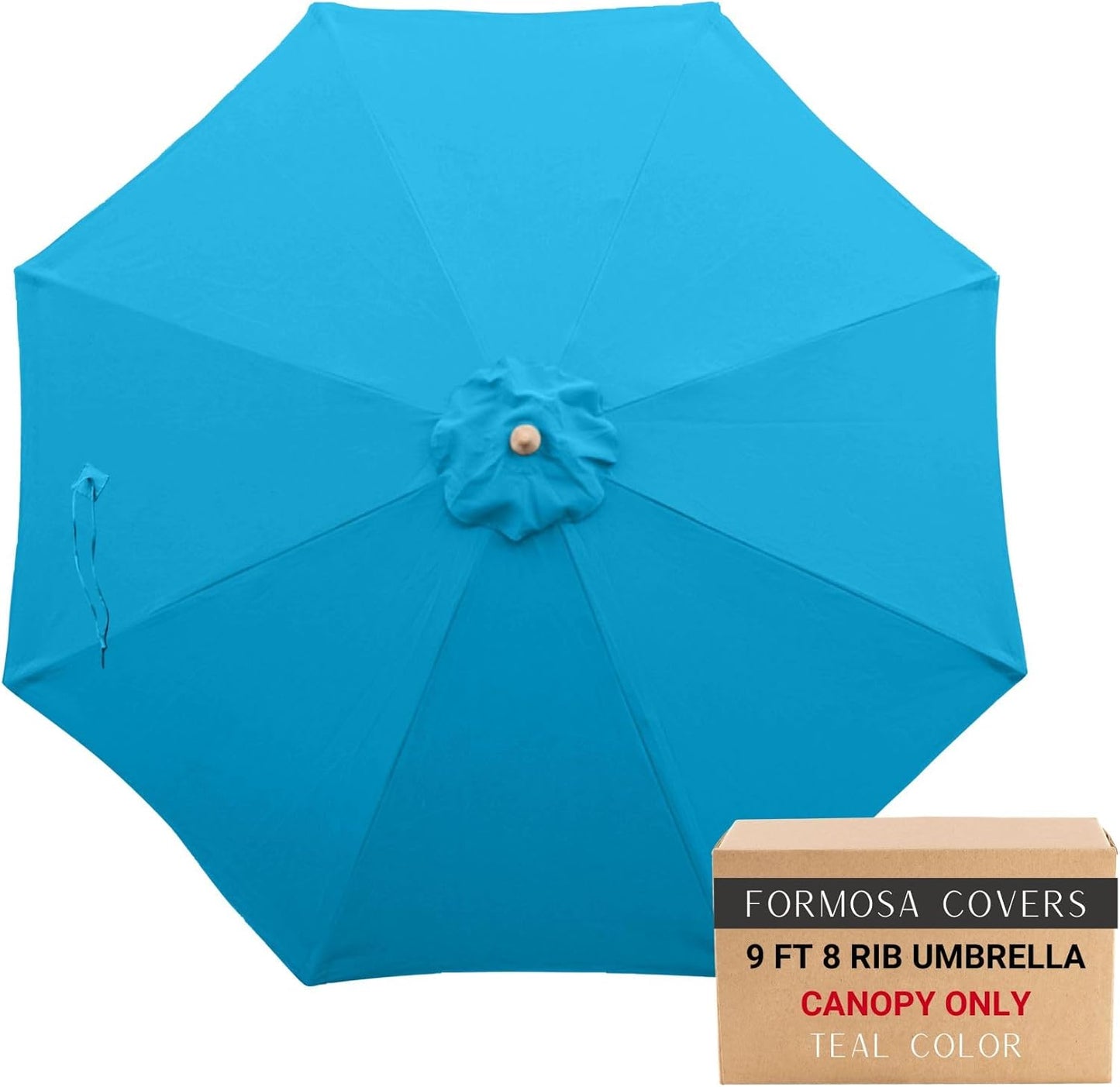 Formosa Covers 9ft 8 Ribs Replacement Umbrella Canopy w/Fringe Luxurious Bohemian Valance for Outdoor Decor, Entertainment and Poolside (CANOPY ONLY) (Taupe)