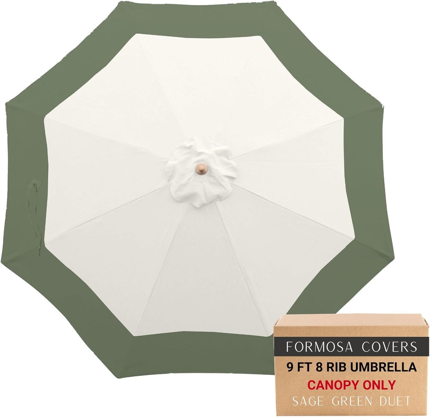 Formosa Covers 9ft 8 Ribs Replacement Umbrella Canopy w/Fringe Luxurious Bohemian Valance for Outdoor Decor, Entertainment and Poolside (CANOPY ONLY) (Taupe)