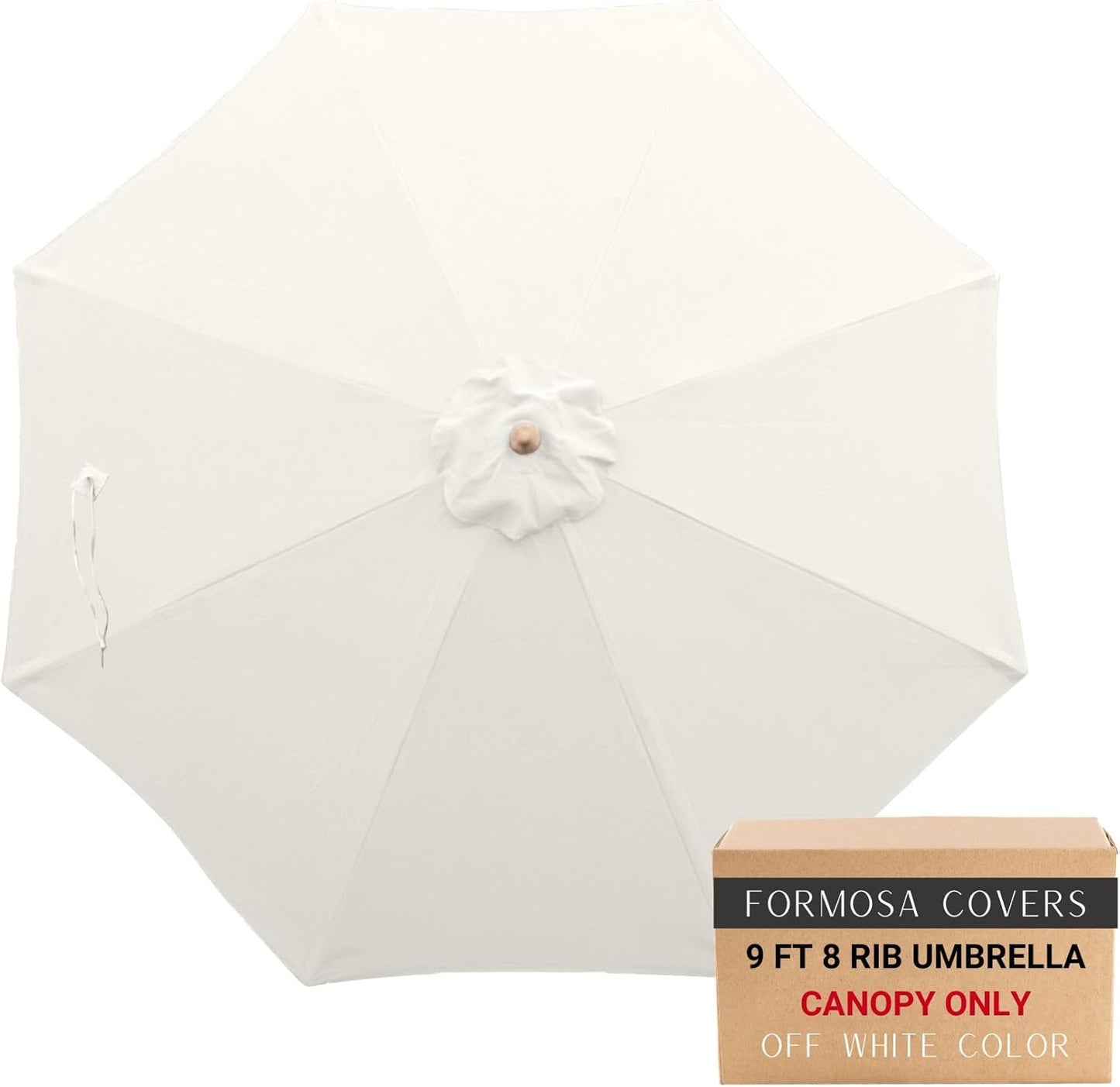 Formosa Covers 9ft 8 Ribs Replacement Umbrella Canopy w/Fringe Luxurious Bohemian Valance for Outdoor Decor, Entertainment and Poolside (CANOPY ONLY) (Taupe)