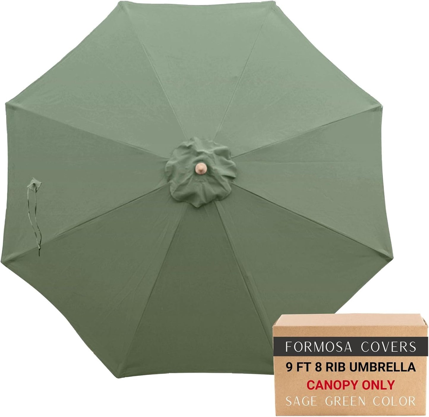 Formosa Covers 9ft 8 Ribs Replacement Umbrella Canopy w/Fringe Luxurious Bohemian Valance for Outdoor Decor, Entertainment and Poolside (CANOPY ONLY) (Taupe)