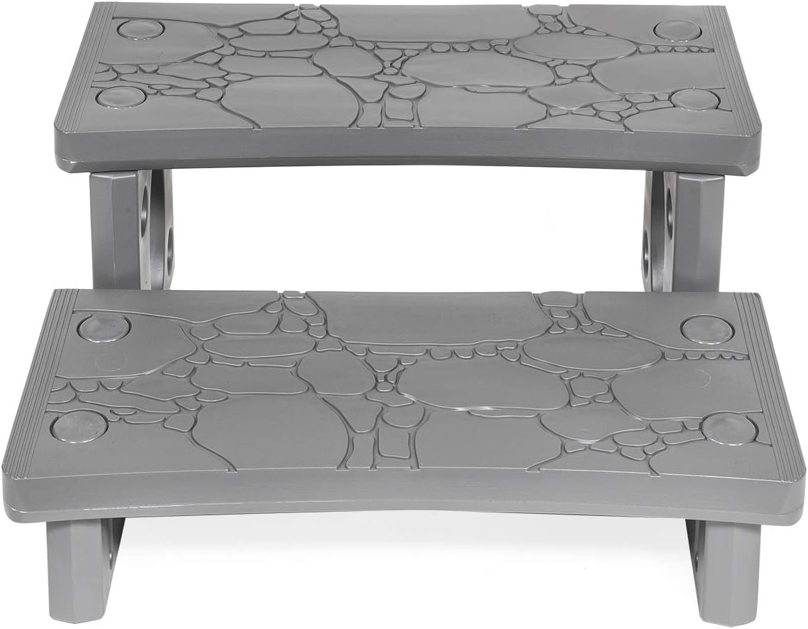 XtremepowerUS Premium Multi Purpose 2-Step Spa Hot Tub Pool RV Campers Deck Steps Lightweight Sided Step (Gray)