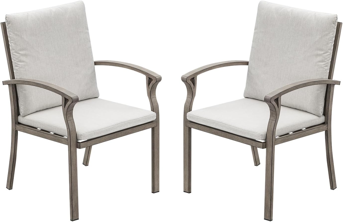 Swivel Patio Dining Chairs Set of 2, Aluminum Outdoor Swivel Rocking Dining Chairs with Cushions, Outdoor Dining Set Patio Furniture Set for Backyard, Deck, Garden, Pool, Limed Oak