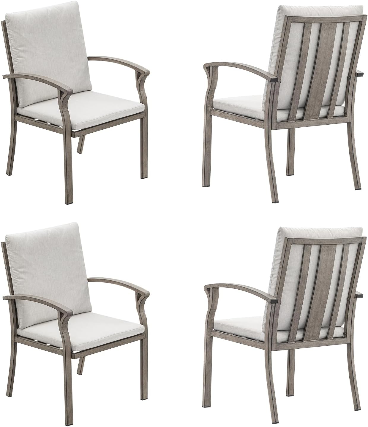 Swivel Patio Dining Chairs Set of 2, Aluminum Outdoor Swivel Rocking Dining Chairs with Cushions, Outdoor Dining Set Patio Furniture Set for Backyard, Deck, Garden, Pool, Limed Oak