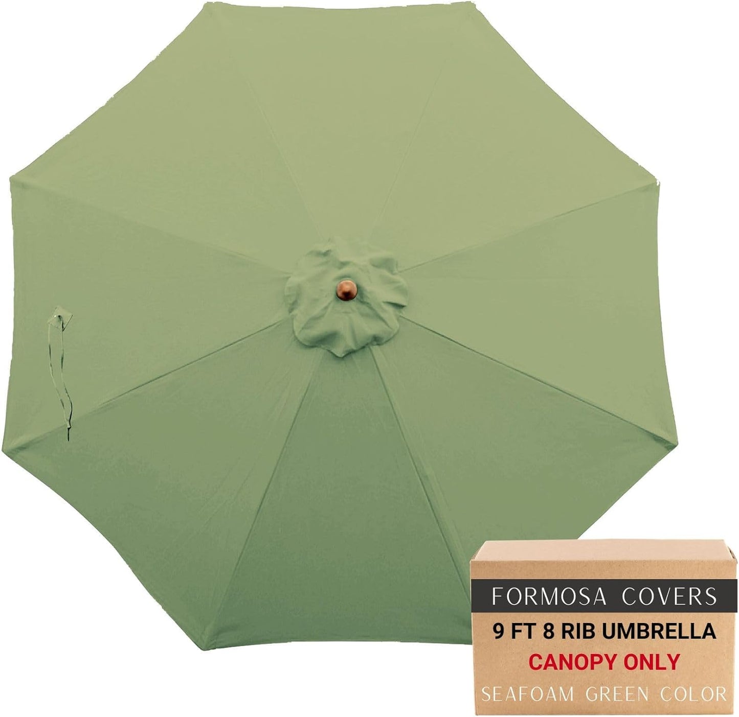 Formosa Covers 9ft 8 Ribs Replacement Umbrella Canopy w/Fringe Luxurious Bohemian Valance for Outdoor Decor, Entertainment and Poolside (CANOPY ONLY) (Taupe)
