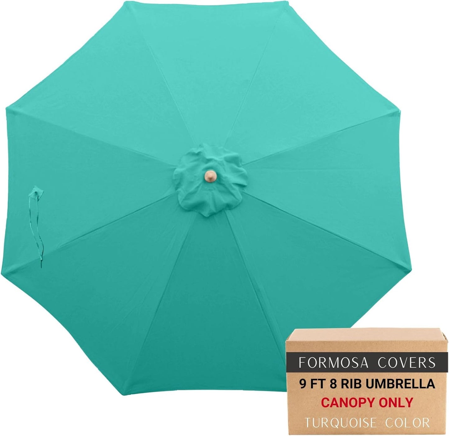 Formosa Covers 9ft 8 Ribs Replacement Umbrella Canopy w/Fringe Luxurious Bohemian Valance for Outdoor Decor, Entertainment and Poolside (CANOPY ONLY) (Taupe)