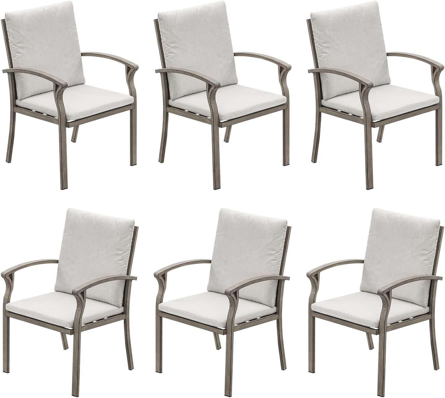 Swivel Patio Dining Chairs Set of 2, Aluminum Outdoor Swivel Rocking Dining Chairs with Cushions, Outdoor Dining Set Patio Furniture Set for Backyard, Deck, Garden, Pool, Limed Oak