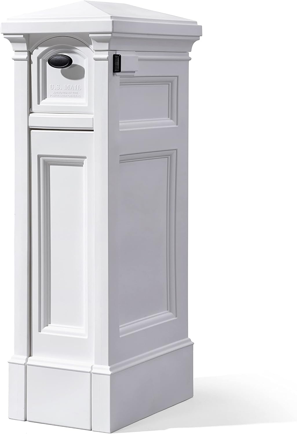 Step2 Atherton Reserve Storage Mailbox & Post, Extra Storage, Weather Resistant, Large Outdoor Mailboxes, Made of Durable Plastic, Easy to Install, Flag Included, Classic White