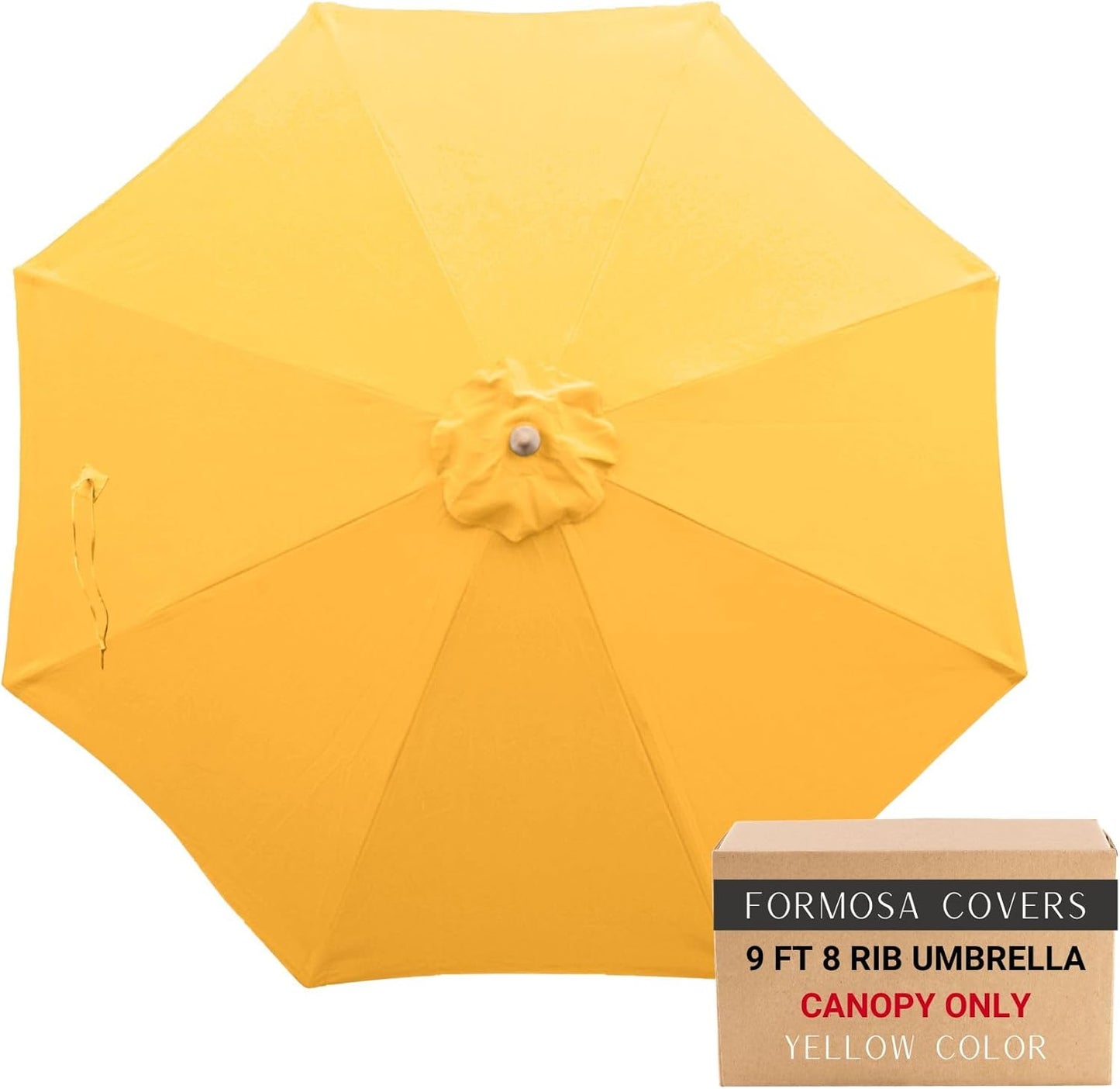 Formosa Covers 9ft 8 Ribs Replacement Umbrella Canopy w/Fringe Luxurious Bohemian Valance for Outdoor Decor, Entertainment and Poolside (CANOPY ONLY) (Taupe)