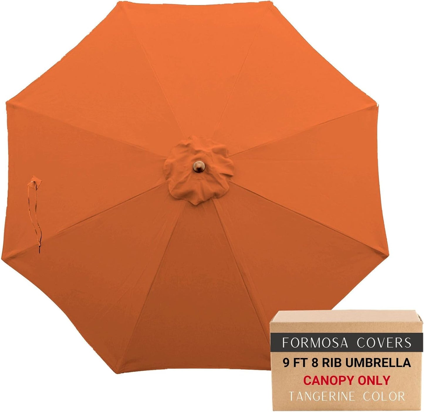 Formosa Covers 9ft 8 Ribs Replacement Umbrella Canopy w/Fringe Luxurious Bohemian Valance for Outdoor Decor, Entertainment and Poolside (CANOPY ONLY) (Taupe)