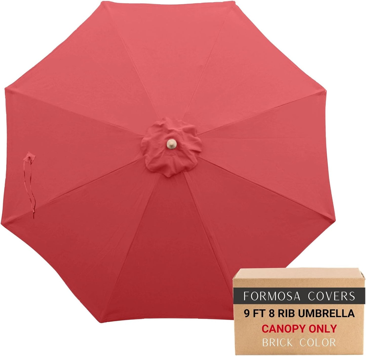 Formosa Covers 9ft 8 Ribs Replacement Umbrella Canopy w/Fringe Luxurious Bohemian Valance for Outdoor Decor, Entertainment and Poolside (CANOPY ONLY) (Taupe)