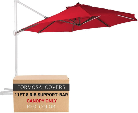 Formosa Covers Cantilever Umbrella Replacement Canopy TOP ONLY for 11 Foot 8 Rib Outdoor Patio Offset Umbrella Fabric Round Octagonal Top, Easy to Install, Rib Length 64" to 66"