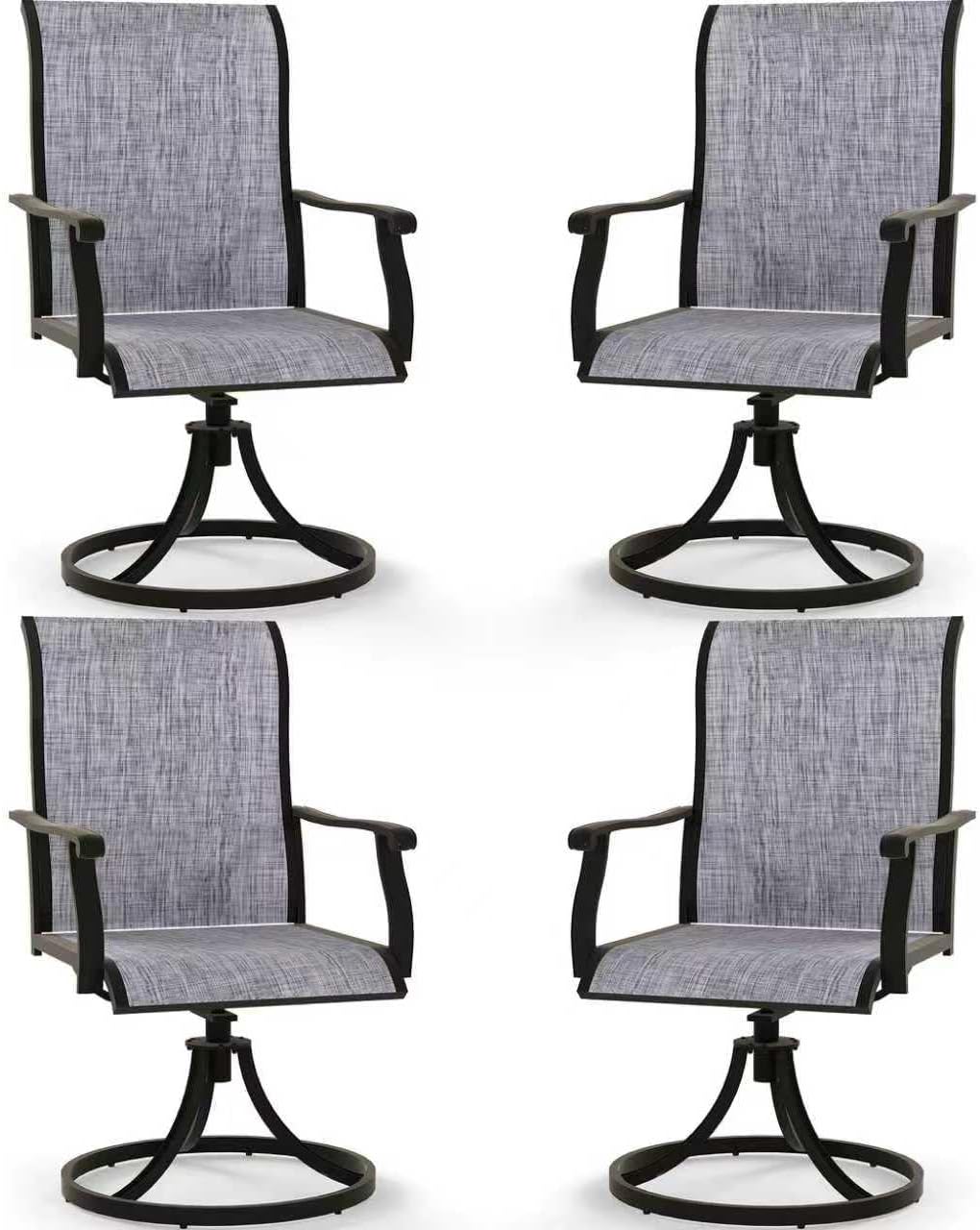 Kromax Outdoor Patio Swivel Dining Chairs Set of 4, 360°Swivel Rocking Chairs, All-Weather Resistant with Breathable Textilene Mesh, Rust-Proof Steel Frame, 400 Lb Capacity, Grey