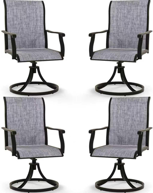 Kromax Outdoor Patio Swivel Dining Chairs Set of 4, 360°Swivel Rocking Chairs, All-Weather Resistant with Breathable Textilene Mesh, Rust-Proof Steel Frame, 400 Lb Capacity, Grey
