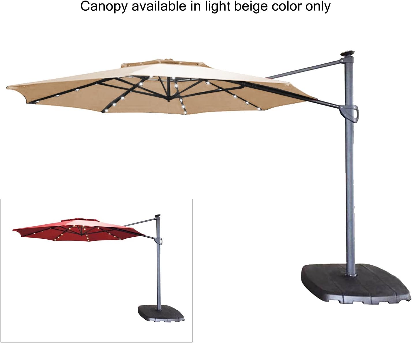 Garden Winds Replacement Canopy Top Cover for the Simply Shade 11ft LED Umbrella - Upgraded Fabric Riplock 500 - Will Fit Models AG45RLD-LS-3, AG45RLDT2-LS-2, AG45RLDT2-LS-1