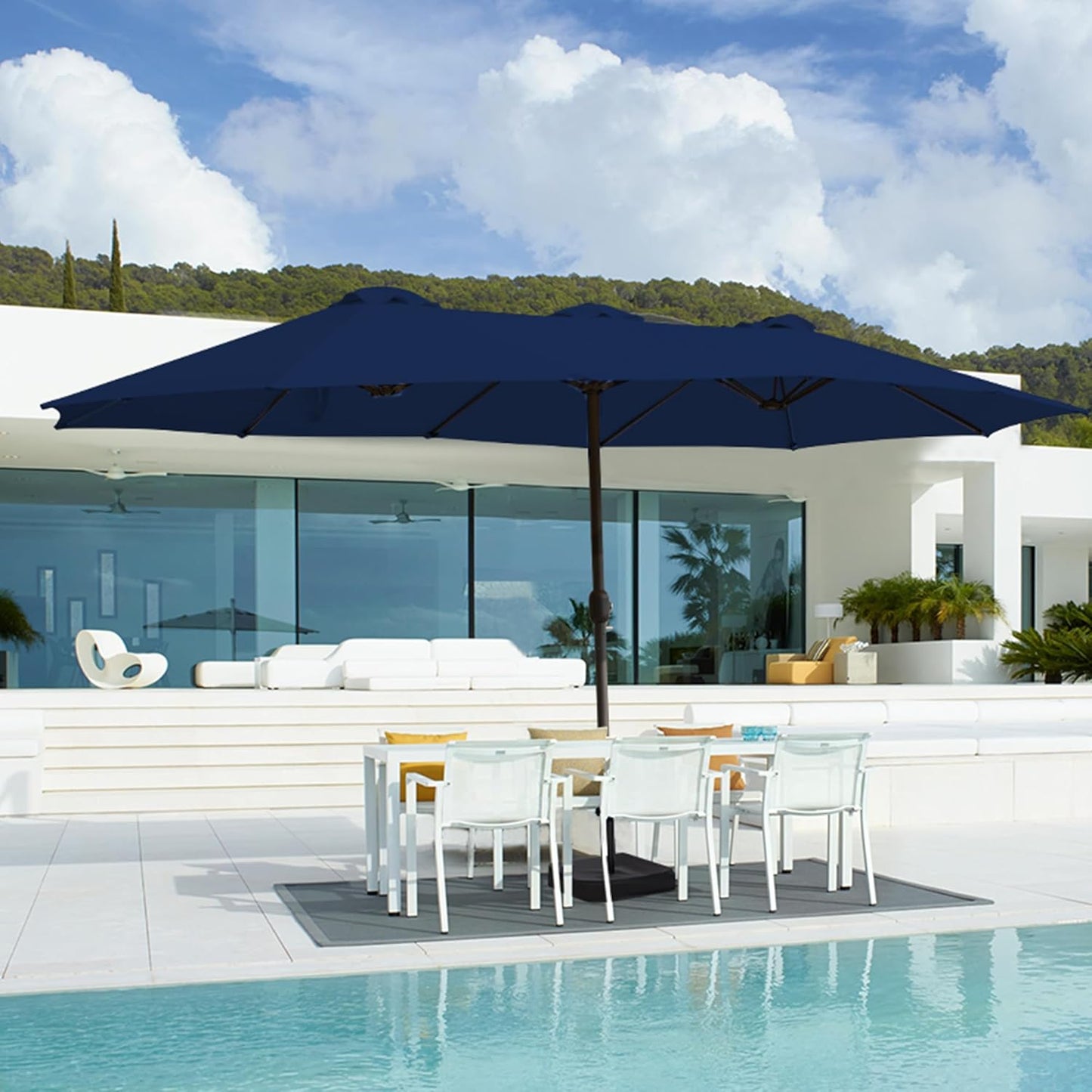 12 Ribs Umbrella Canopy Replacement for 15ft Double-Sided Patio Umbrella, Frame NOT Included