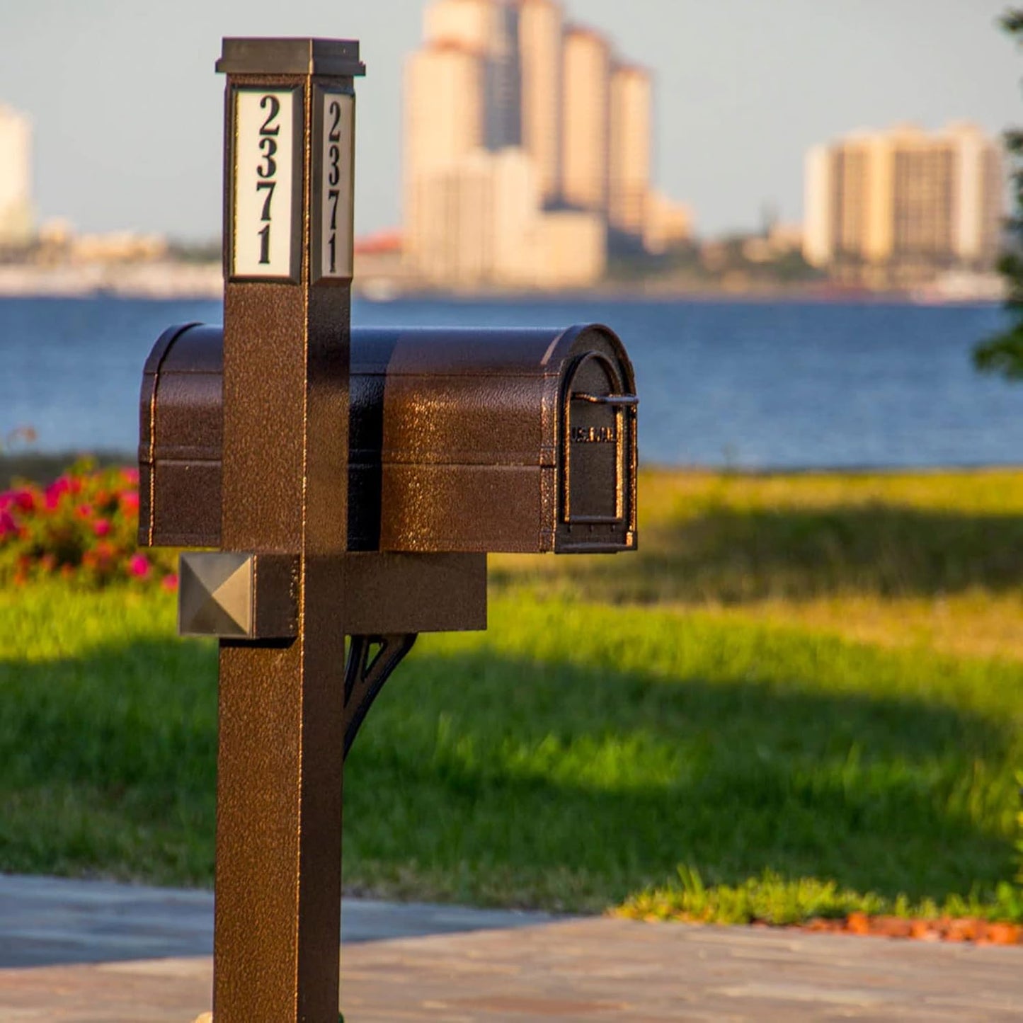 Aluminum Mailbox and Post Combo Kit With Solar Light for Easy Navigation - Bronze Mailboxes for Outside, Custom Mail Box for House With Accessories