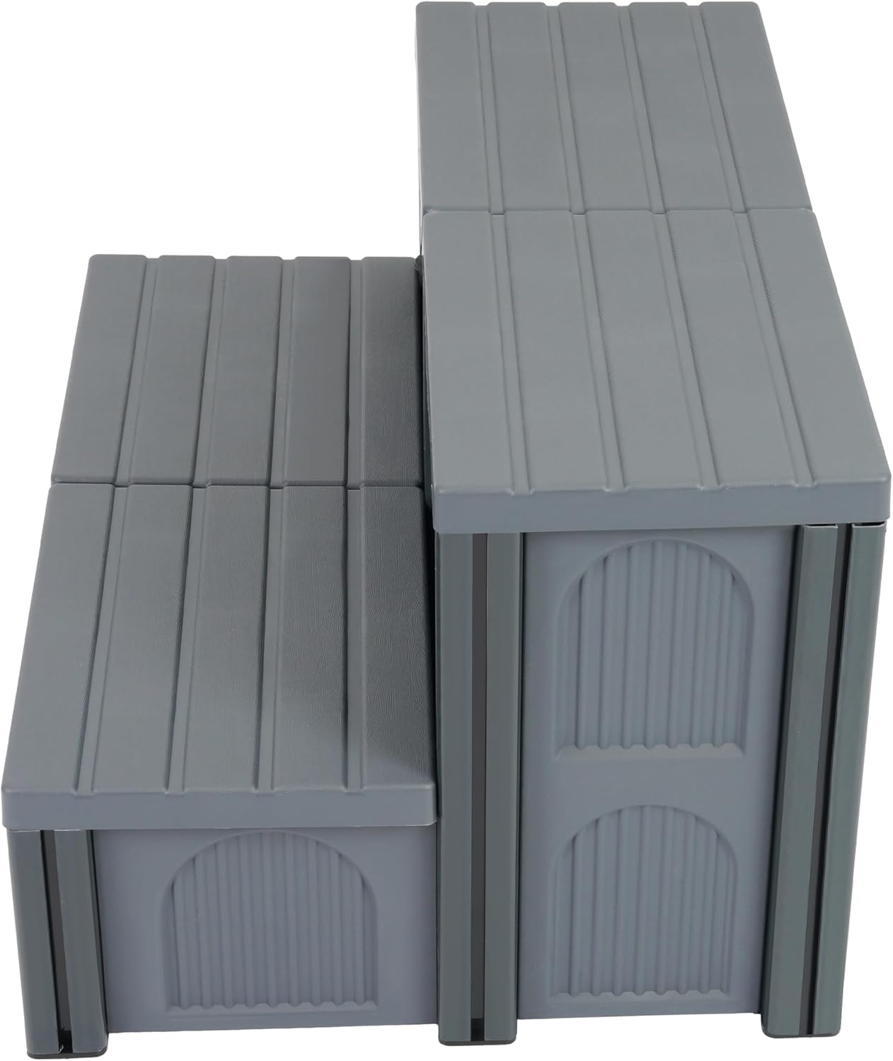 Hot Tub Steps 2-Step with Storage 500 LBS Capacity Textured Spa Stairs Step for Universal Hot Tub/Camper/SPA Pool/Pet Stairs Charcoal Grey