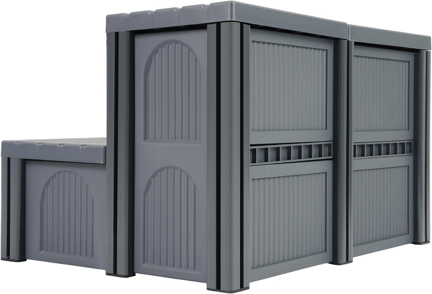 Hot Tub Steps 2-Step with Storage 500 LBS Capacity Textured Spa Stairs Step for Universal Hot Tub/Camper/SPA Pool/Pet Stairs Charcoal Grey