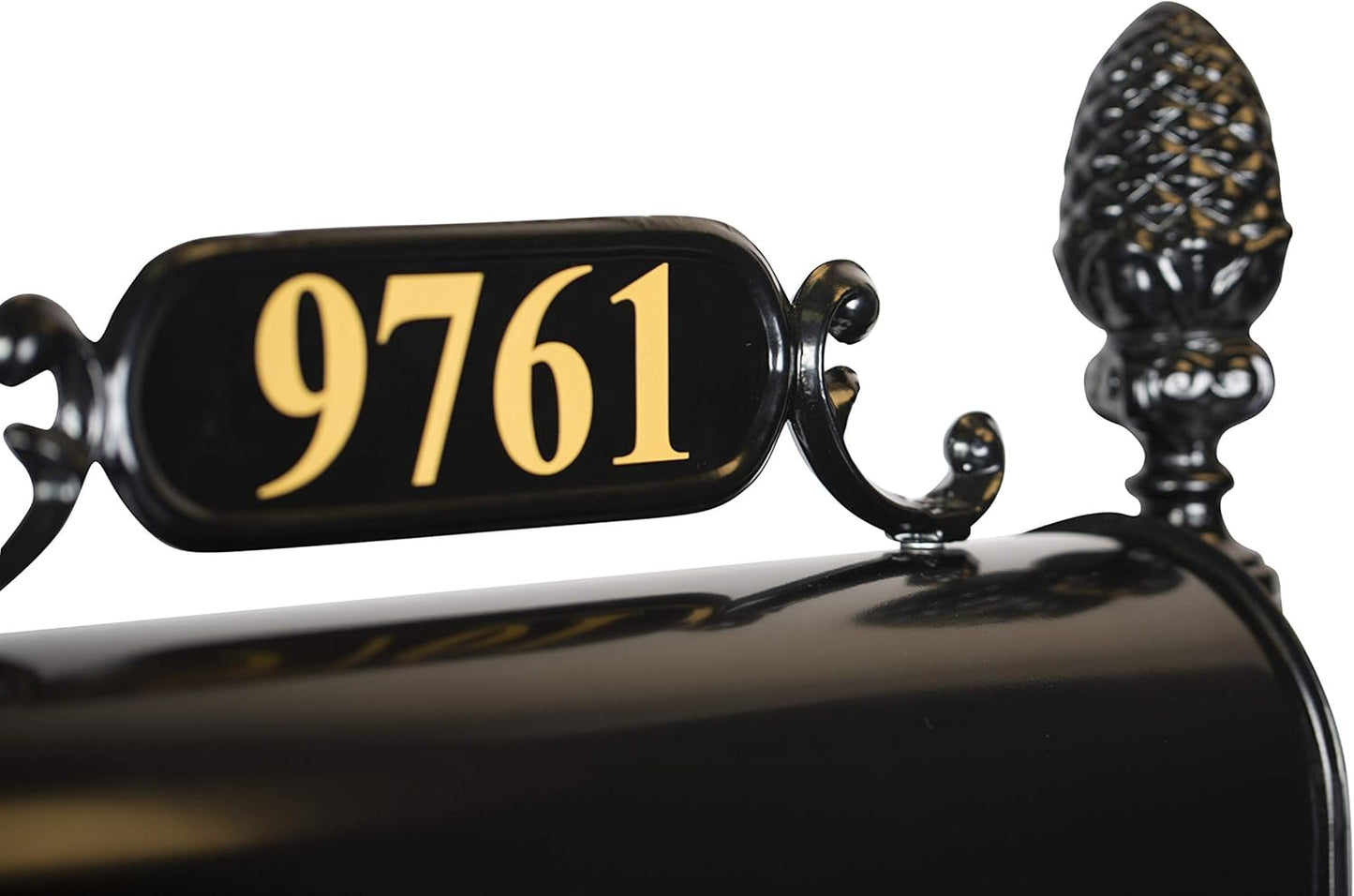 ADDRESSES OF DISTINCTION Charleston Mailbox & Post System – Black Rust Resistant Mailbox – Includes Address Plaque, Numbers, Scroll & Mounting Hardware (Large)
