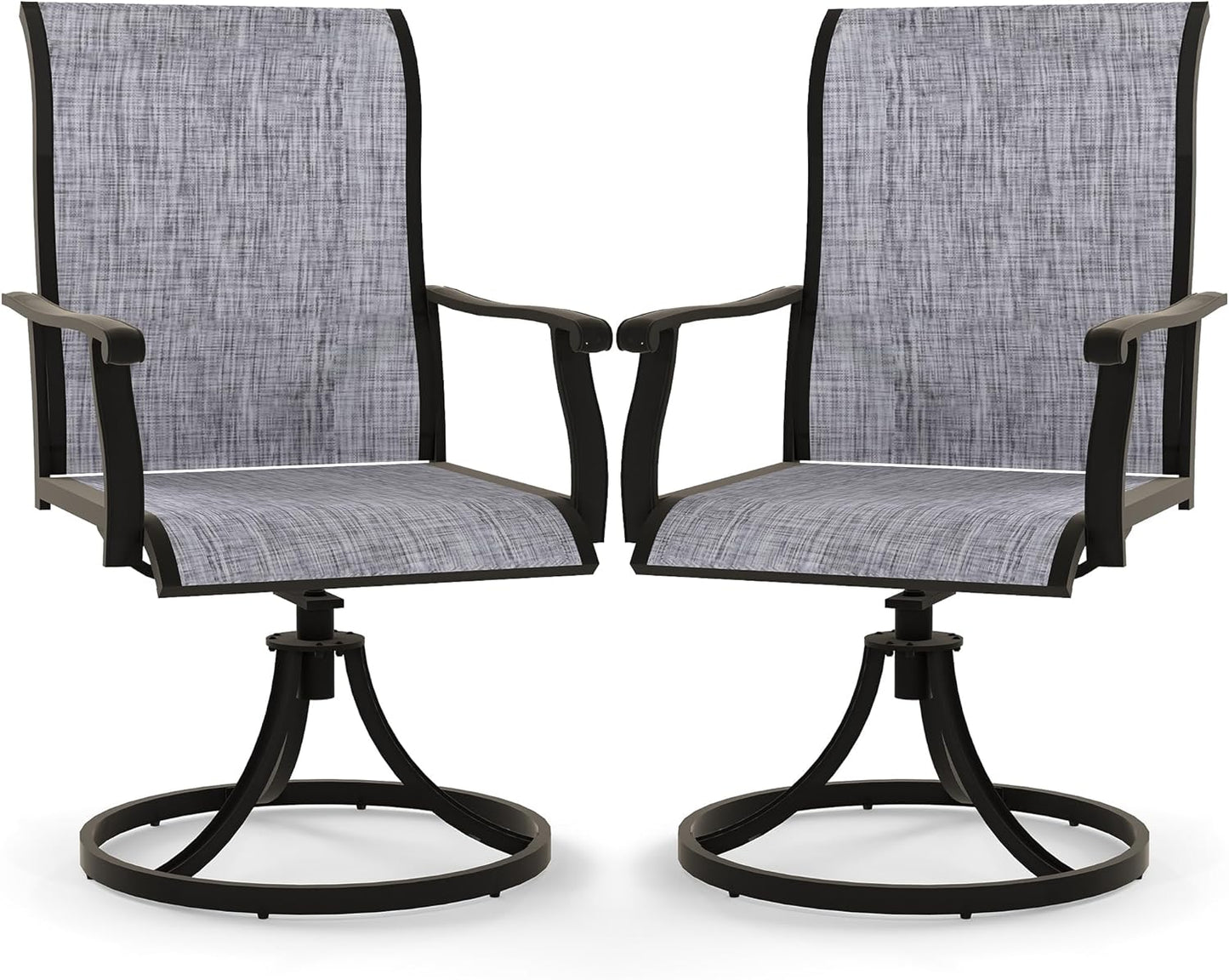 Outdoor Patio Swivel Dining Chairs Set of 4, 360°Swivel and All Weather Rocking Chair with Textilene Mesh Fabric and Rust Proof Steel Frame, 400 Lb. Capacity, Beige