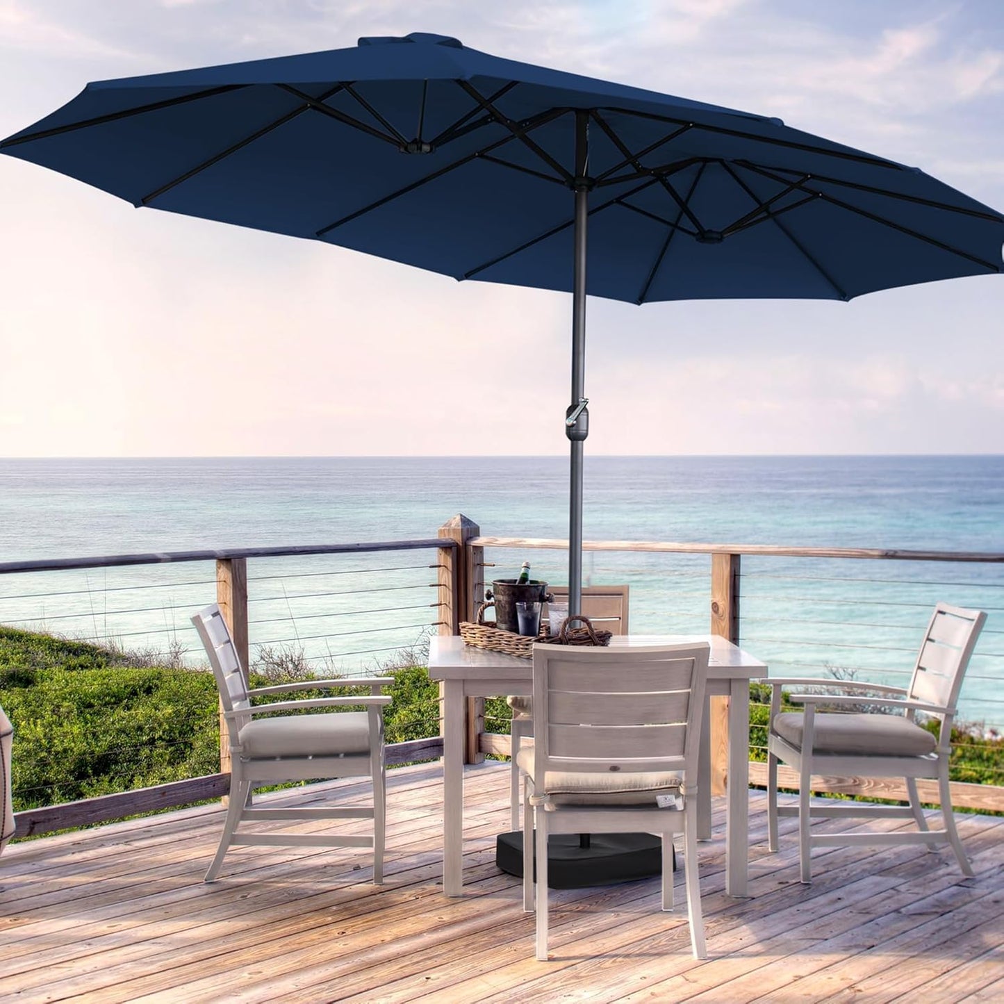 12 Ribs Umbrella Canopy Replacement for 15ft Double-Sided Patio Umbrella, Frame NOT Included