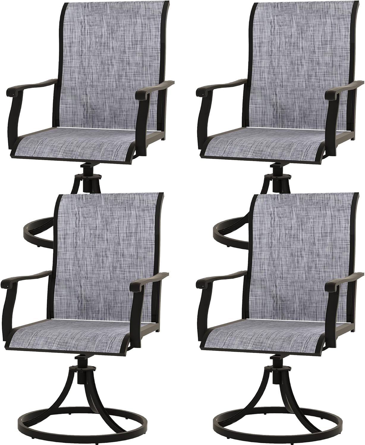 Outdoor Patio Swivel Dining Chairs Set of 4, 360°Swivel and All Weather Rocking Chair with Textilene Mesh Fabric and Rust Proof Steel Frame, 400 Lb. Capacity, Beige