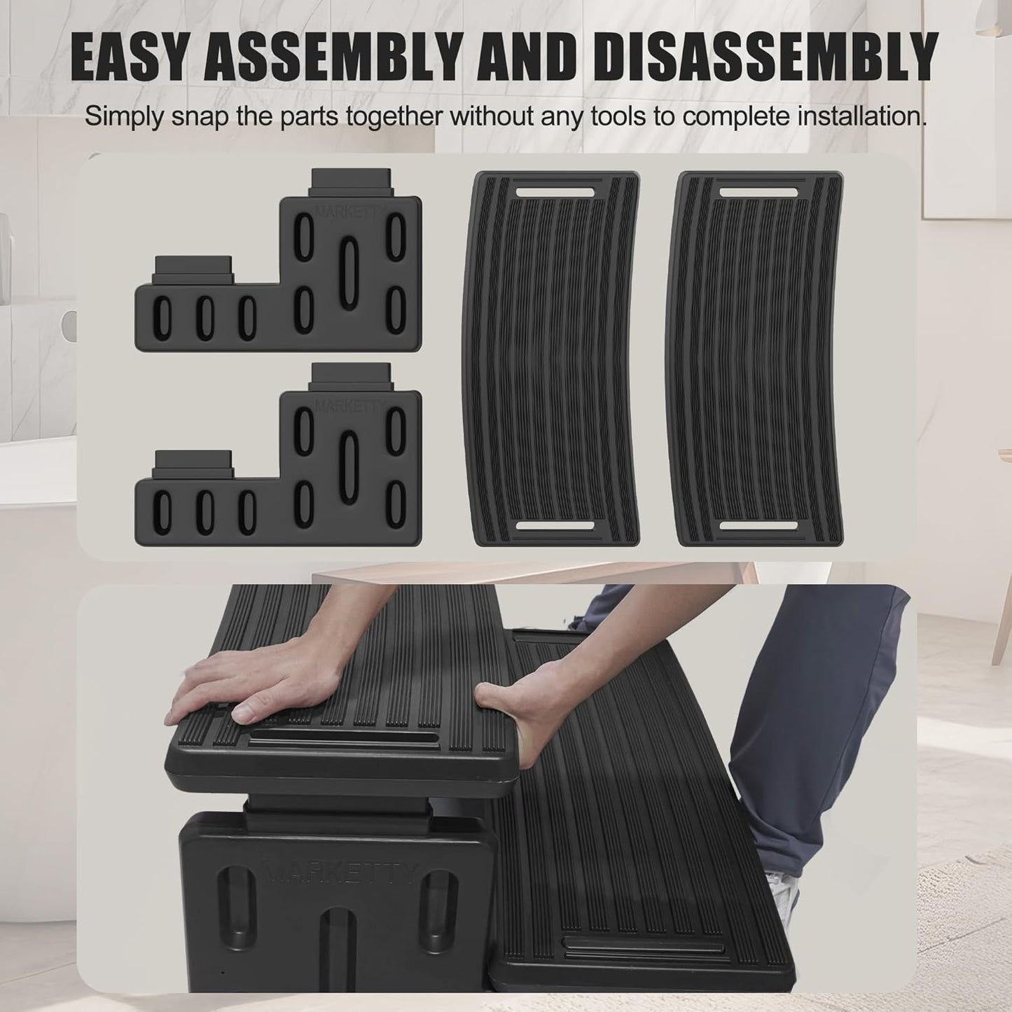 Hot Tub Steps, Non-Slip & Durable Hot Tub Stairs, Portable Universal Ladder Can Be Used Indoors and Outdoors (Black)