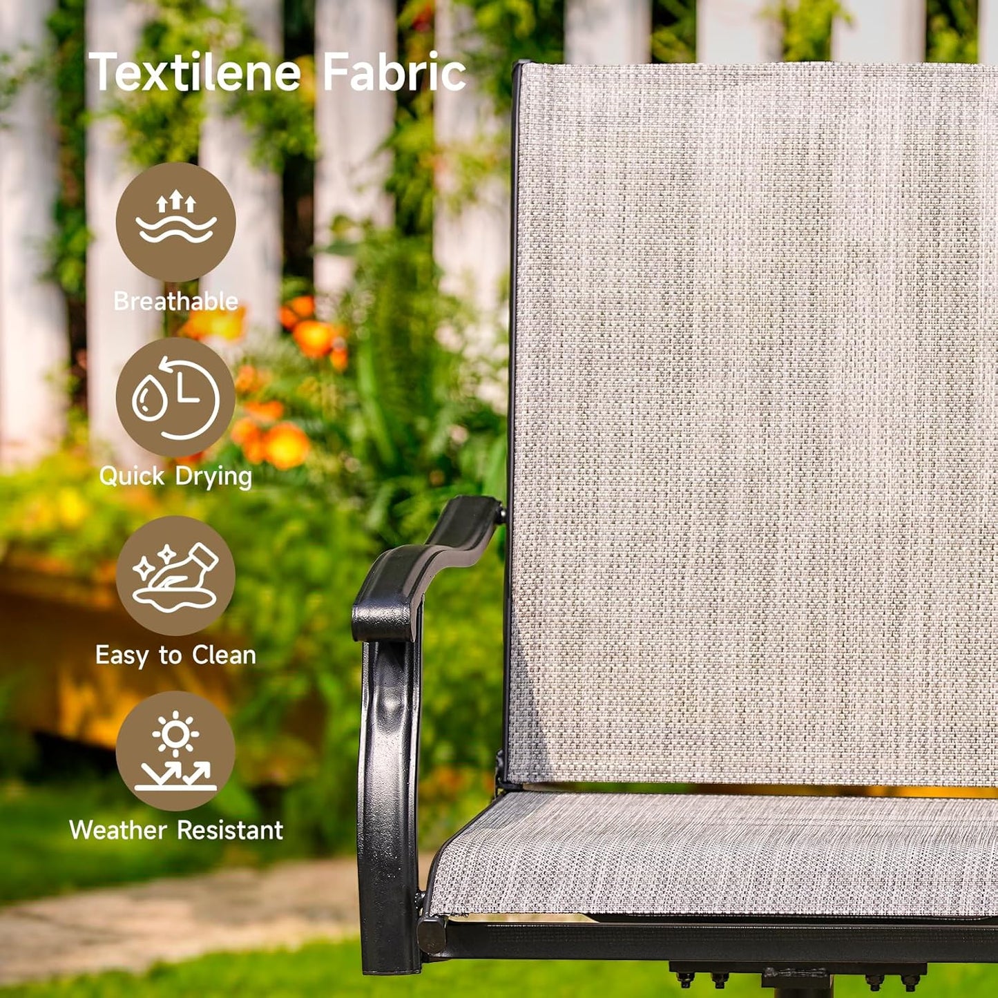 Outdoor Swivel Dining Chairs Set of 2, Textilene Patio Swivel Chair All Weather Outdoor Dining Chairs 360 Degree Rotating Metal Patio Rocking Chair for Lawn, Porch, Garden, Backyard, Poolside