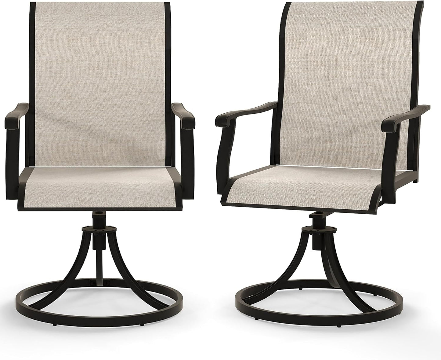 Kromax Outdoor Patio Swivel Dining Chairs Set of 4, 360°Swivel Rocking Chairs, All-Weather Resistant with Breathable Textilene Mesh, Rust-Proof Steel Frame, 400 Lb Capacity, Grey