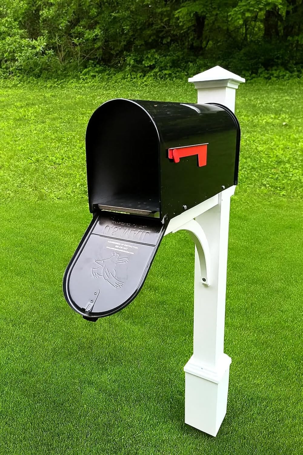 ADDRESSES OF DISTINCTION The Argonne Aluminum Mailbox Personalized System Black Mailbox with Sturdy Square White Post and Custom House Numbers Included (Argonne Large)