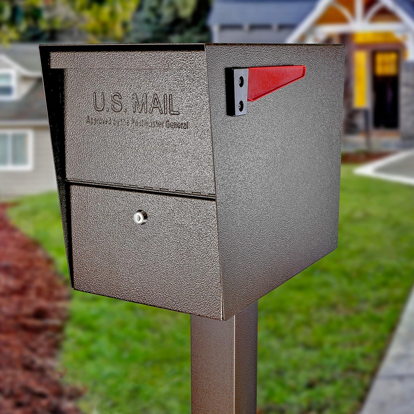 Mail Boss Security Mailbox, Bronze 7208 Package Master Curbside Locking 21.5 in. x 16.5 in. x 12 in.