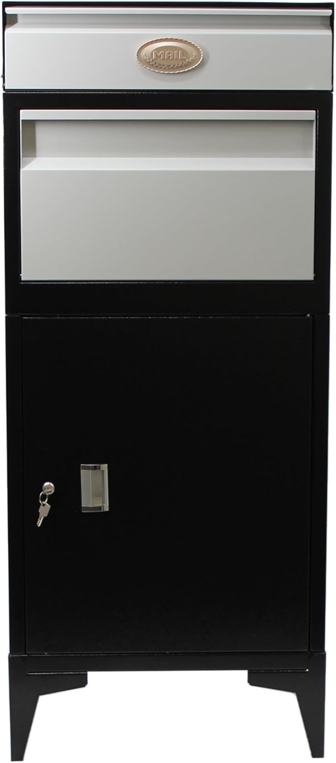 Pochar Large Package Delivery Boxes for Outside, Extra Large Mailbox for Parcel, Alloy Steel Post Mailbox, Lockable Anti-Theft Parcel Drop Box for Porch Curbside Office, 14.25" x 20.5" x 47.5"