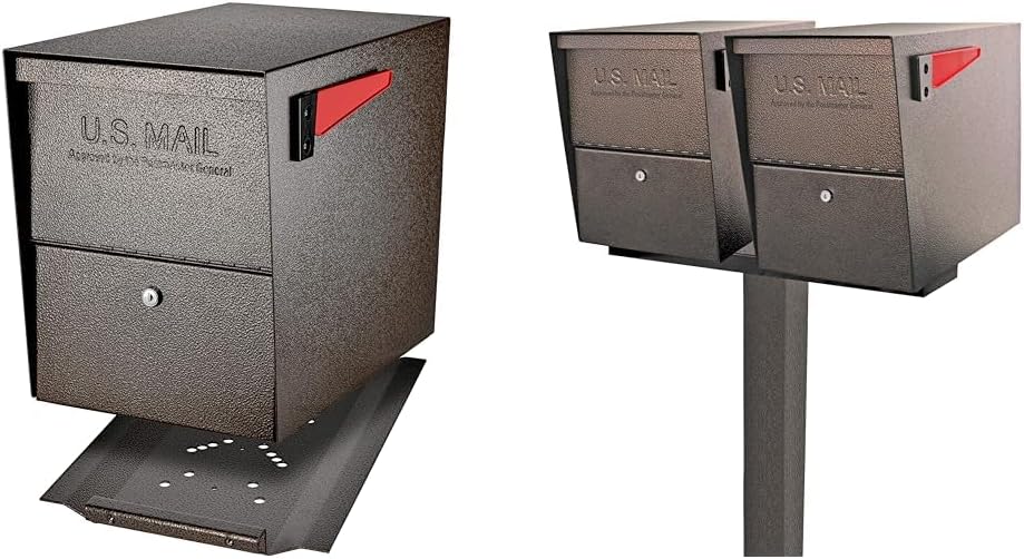 Mail Boss Security Mailbox, Bronze 7208 Package Master Curbside Locking 21.5 in. x 16.5 in. x 12 in.
