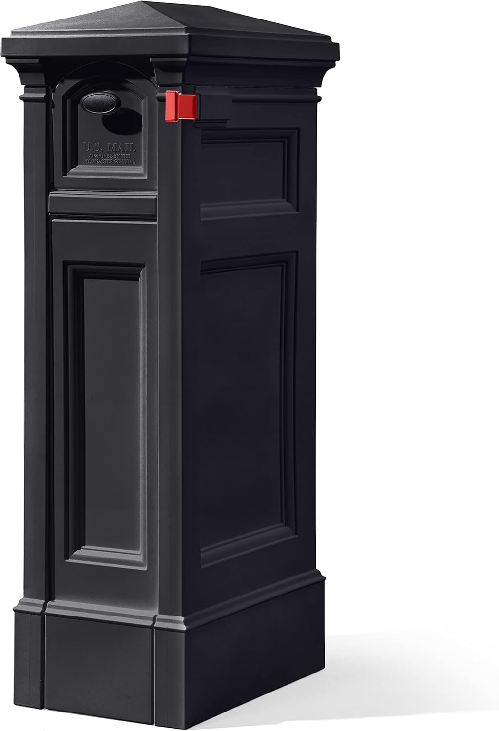 Step2 Atherton Reserve Storage Mailbox & Post, Extra Storage, Weather Resistant, Large Outdoor Mailboxes, Made of Durable Plastic, Easy to Install, Flag Included, Classic White