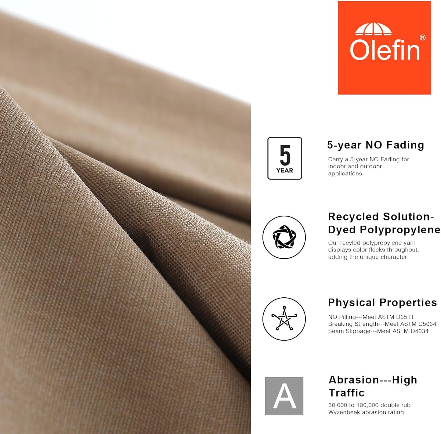 MASTERCANOPY 5-Year-Non-Fading Olefin 9FT Patio Umbrella Replacement Canopy-Antique Beige Canopy Only