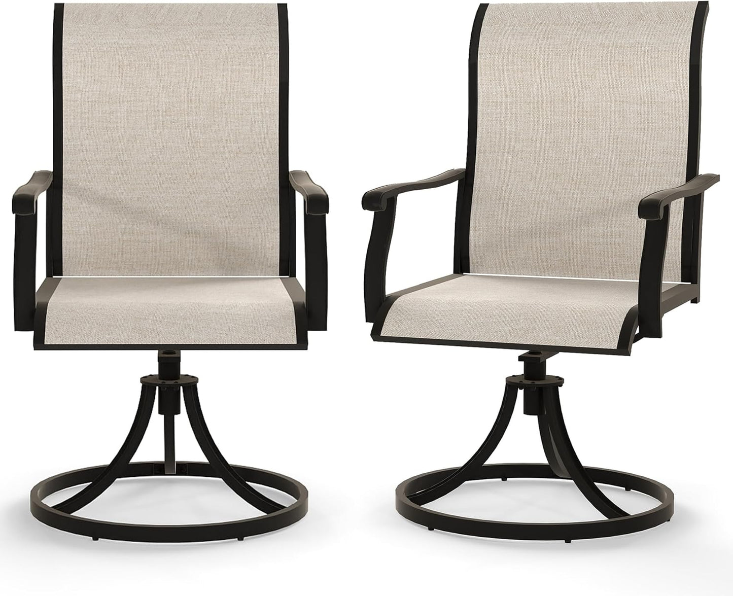 Outdoor Patio Swivel Dining Chairs Set of 4, 360°Swivel Rocking Chairs, All-Weather Resistant with Breathable Textilene Mesh & Rust-Proof Steel Frame, 400 Lb Capacity, Beige