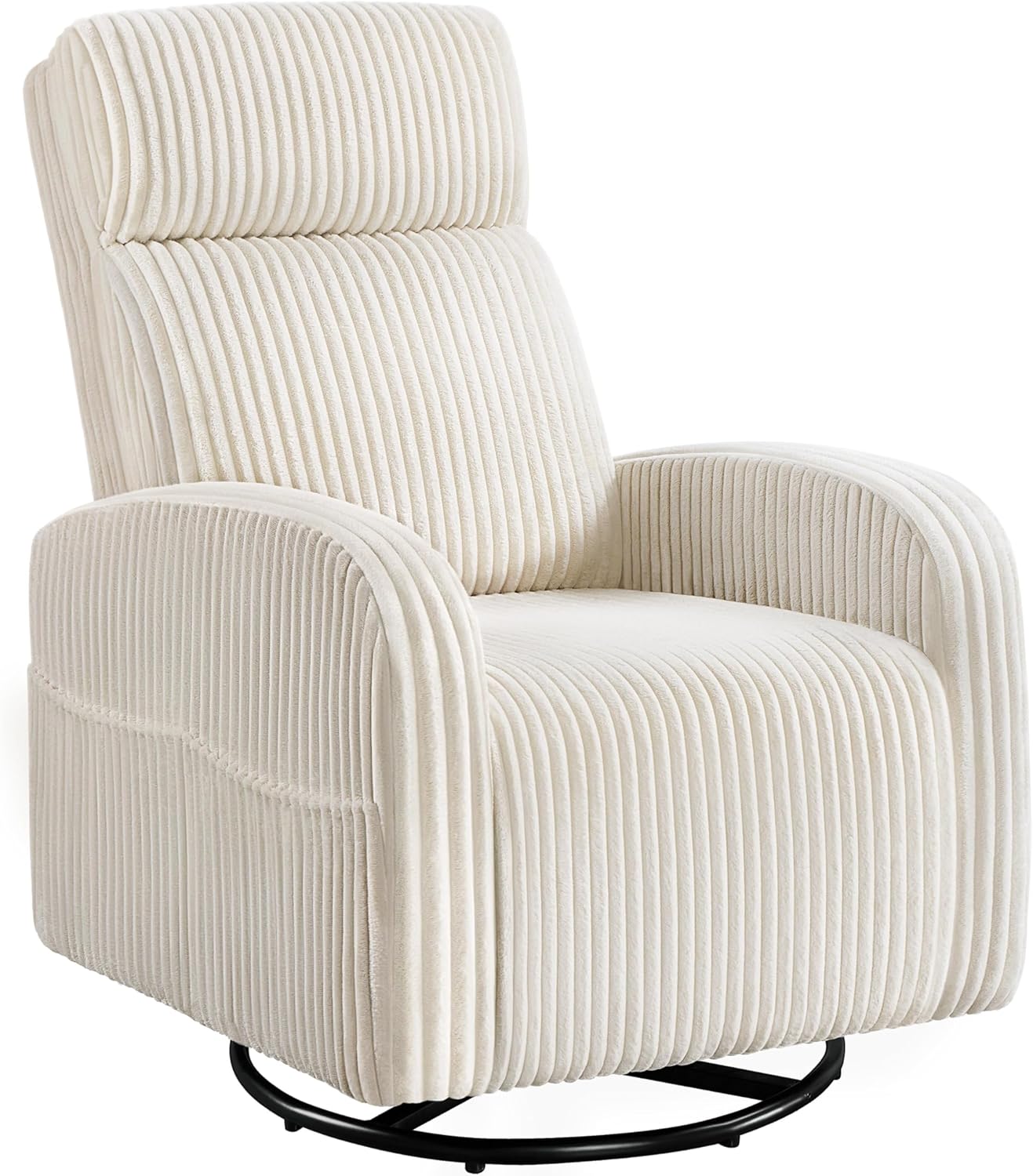 Yaheetech 360° Swivel Glider Chair for Nursery, Rocking Chair Nursing Chair with Side Pockets, Corduroy Glider for Living Room with High Back Beige