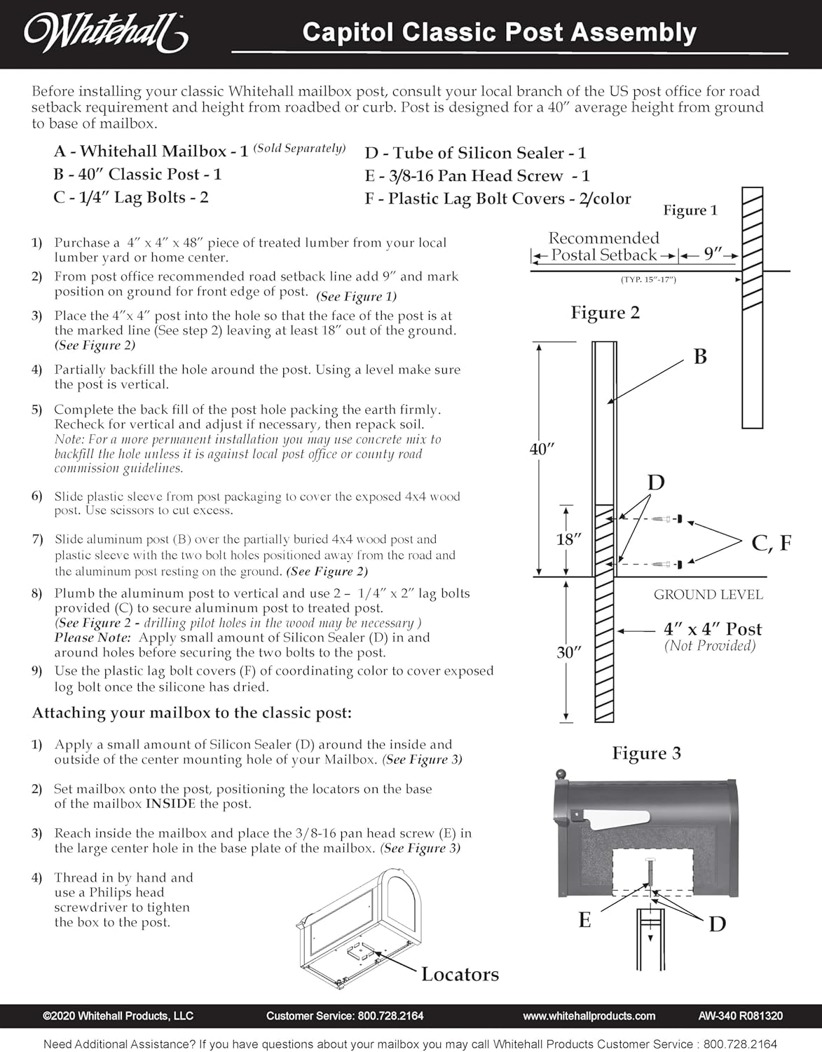 Whitehall Products 16536 Deluxe Mailbox Package, Black