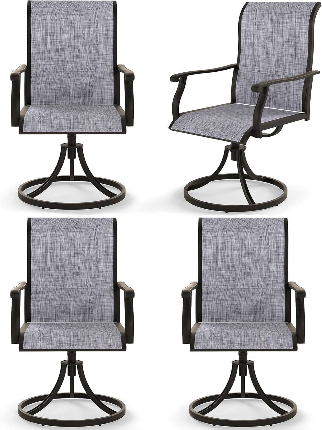 Outdoor Patio Swivel Dining Chairs Set of 4, 360°Swivel Rocking Chairs, All-Weather Resistant with Breathable Textilene Mesh & Rust-Proof Steel Frame, 400 Lb Capacity, Beige