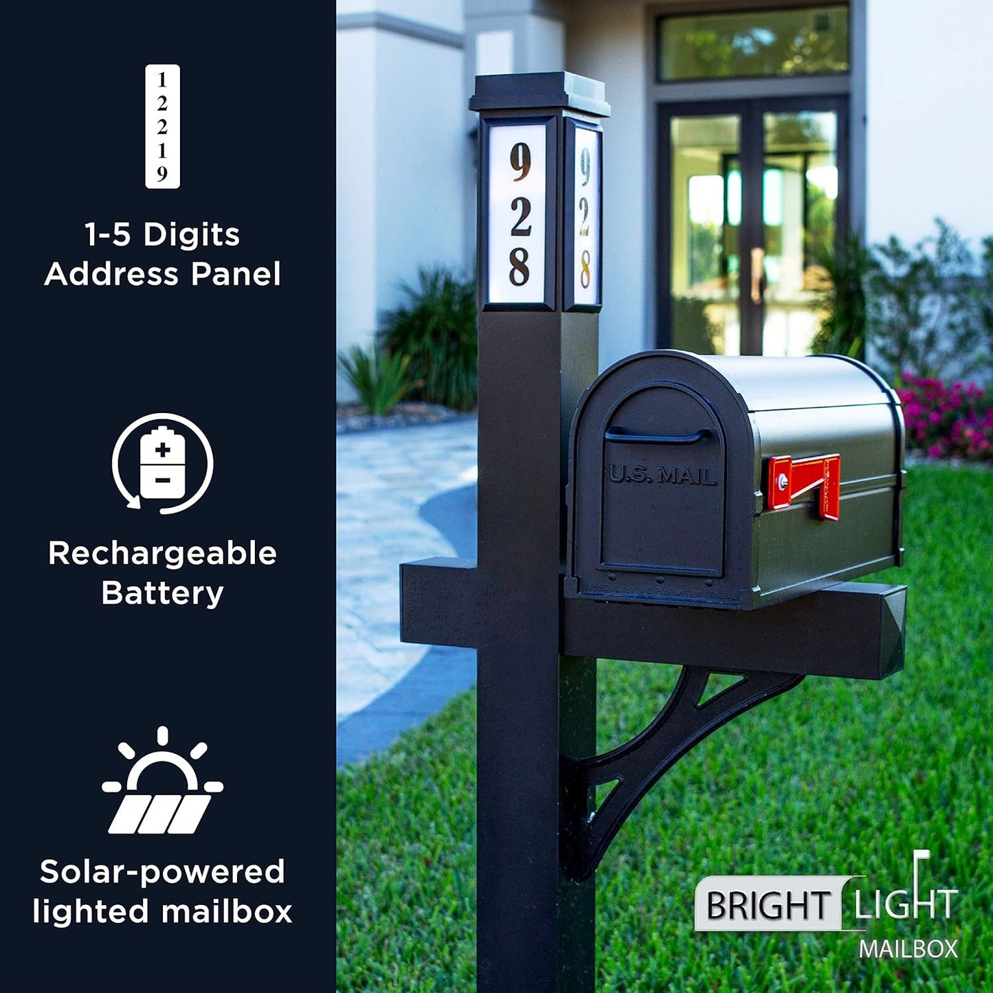 Aluminum Mailbox and Post Combo Kit With Solar Light for Easy Navigation - Bronze Mailboxes for Outside, Custom Mail Box for House With Accessories