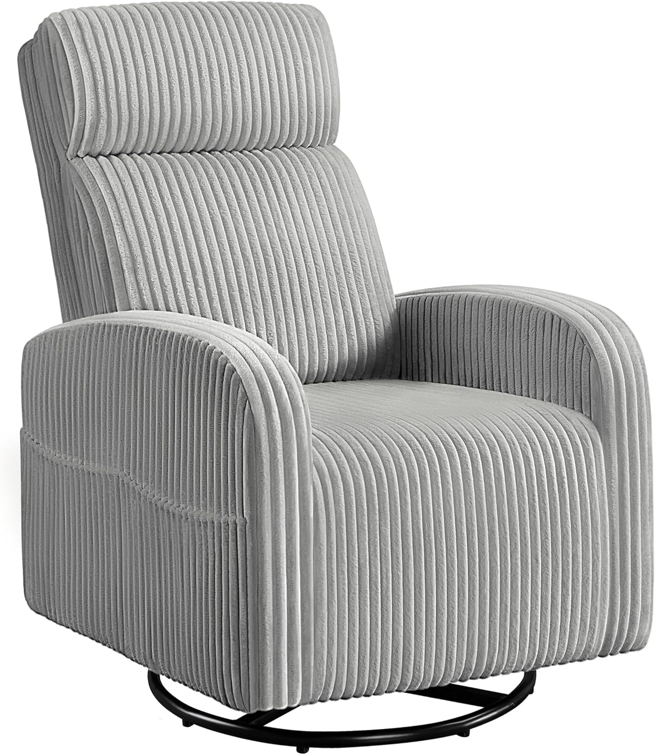 Yaheetech 360° Swivel Glider Chair for Nursery, Rocking Chair Nursing Chair with Side Pockets, Corduroy Glider for Living Room with High Back Beige